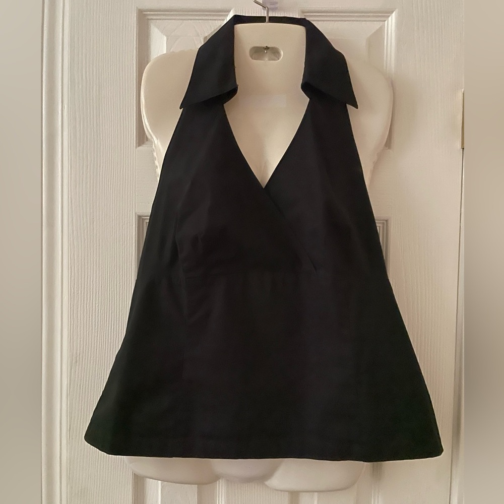 Classic Collared Halter Top With Button Down Fron… - image 1